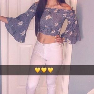 Agaci Flowered long-sleeve crop top